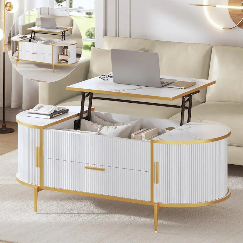 Table basse relevable Compartiment de rangement Porte de grange