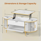 Table basse relevable Compartiment de rangement Porte de grange
