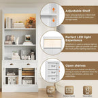 Bibliothèque haute polyvalente avec éclairage LED et plusieurs options de rangement pour la maison