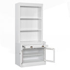 Bibliothèque haute polyvalente avec éclairage LED et plusieurs options de rangement pour la maison