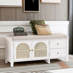 Banc de rangement à chaussures rétro avec tiroirs et coussin pour l'entrée ou le salon
