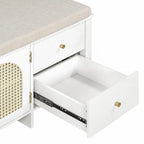 Banc de rangement à chaussures rétro avec tiroirs et coussin pour l'entrée ou le salon