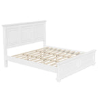 Lit plateforme double king size traditionnel blanc en pin avec sommier à lattes en bois pour chambre à coucher