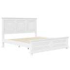 Lit plateforme double king size traditionnel blanc en pin avec sommier à lattes en bois pour chambre à coucher