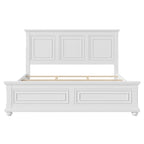 Lit plateforme double king size traditionnel blanc en pin avec sommier à lattes en bois pour chambre à coucher