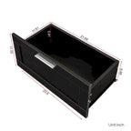 Meuble TV noir de 180 cm avec 3 espaces de rangement ouverts et 3 tiroirs pour salon