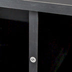 Meuble TV noir de 180 cm avec 3 espaces de rangement ouverts et 3 tiroirs pour salon