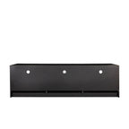 Meuble TV noir de 180 cm avec 3 espaces de rangement ouverts et 3 tiroirs pour salon