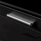 Meuble TV noir de 180 cm avec 3 espaces de rangement ouverts et 3 tiroirs pour salon