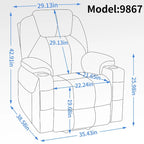 Fauteuil inclinable releveur bleu avec massage 8 points, chauffage lombaire, deux ports USB et porte-gobelets en acier inoxydable