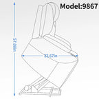 Fauteuil inclinable releveur bleu avec massage 8 points, chauffage lombaire, deux ports USB et porte-gobelets en acier inoxydable