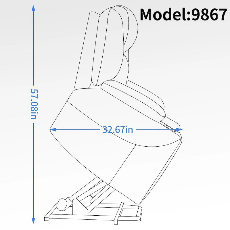 Fauteuil inclinable releveur bleu avec massage 8 points, chauffage lombaire, deux ports USB et porte-gobelets en acier inoxydable