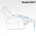 Fauteuil inclinable releveur bleu avec massage 8 points, chauffage lombaire, deux ports USB et porte-gobelets en acier inoxydable