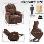 Fauteuil inclinable releveur bleu avec massage 8 points, chauffage lombaire, deux ports USB et porte-gobelets en acier inoxydable