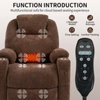 Fauteuil inclinable releveur bleu avec massage 8 points, chauffage lombaire, deux ports USB et porte-gobelets en acier inoxydable