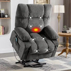 Fauteuil inclinable électrique releveur bleu avec chauffage, massage et ports USB