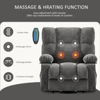Fauteuil inclinable électrique releveur bleu avec chauffage, massage et ports USB