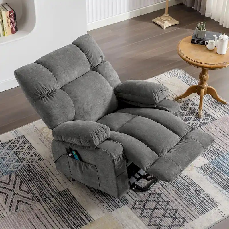 Fauteuil inclinable électrique releveur bleu avec chauffage, massage et ports USB