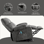 Fauteuil inclinable électrique releveur bleu avec chauffage, massage et ports USB