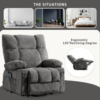 Fauteuil inclinable électrique releveur bleu avec chauffage, massage et ports USB