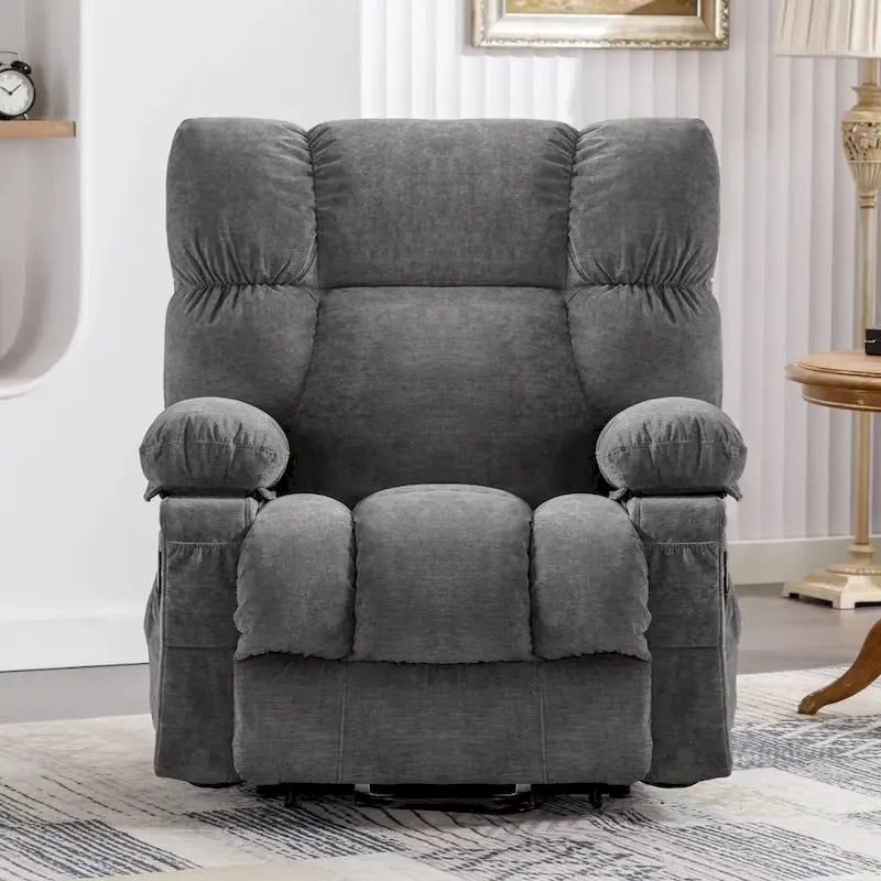 Fauteuil inclinable électrique releveur bleu avec chauffage, massage et ports USB