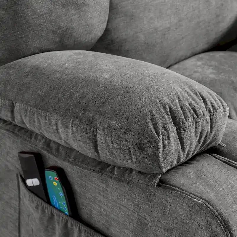 Fauteuil inclinable électrique releveur bleu avec chauffage, massage et ports USB
