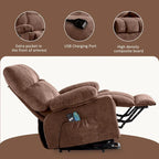 Fauteuil inclinable électrique releveur bleu avec chauffage, massage et ports USB