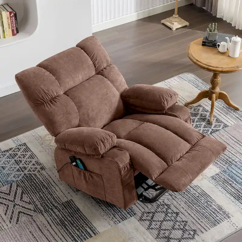 Fauteuil inclinable électrique releveur bleu avec chauffage, massage et ports USB