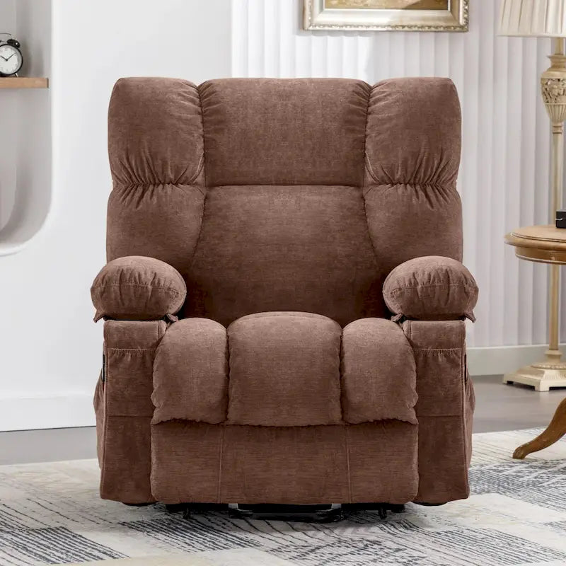 Fauteuil inclinable électrique releveur bleu avec chauffage, massage et ports USB