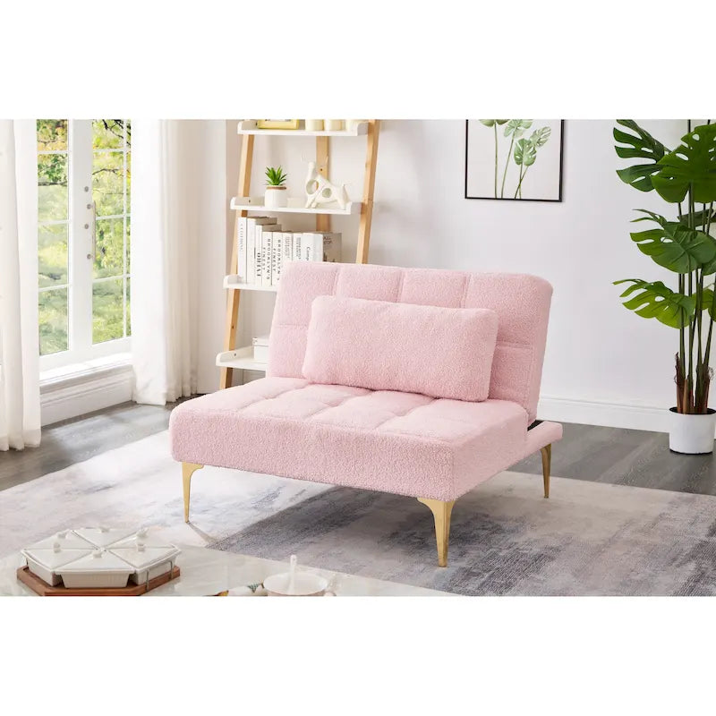 Canapé-lit modulaire simple Chenille Rose Teddy avec structure en bois massif pour salon