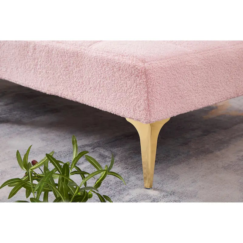 Canapé-lit modulaire simple Chenille Rose Teddy avec structure en bois massif pour salon