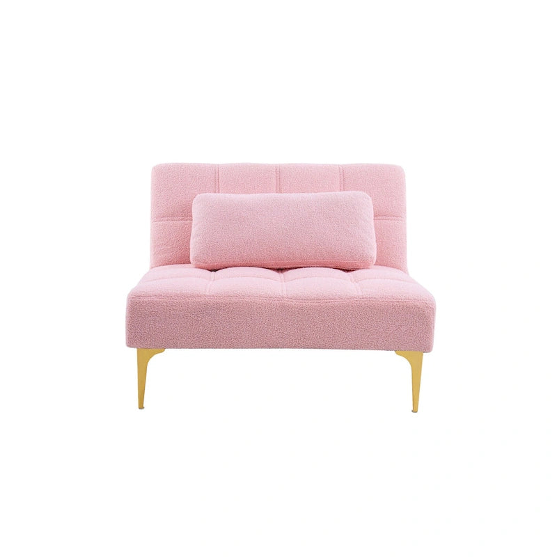 Canapé-lit modulaire simple Chenille Rose Teddy avec structure en bois massif pour salon