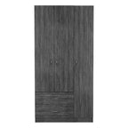 18.5 Armoire moderne à trois portes avec tringle, quatre étagères intérieures et deux tiroirs inférieurs