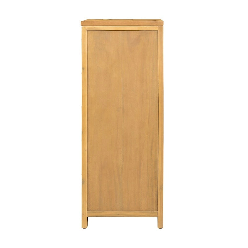 Commode verticale à 5 tiroirs en bois massif avec poignée métallique pour chambre à coucher, salon