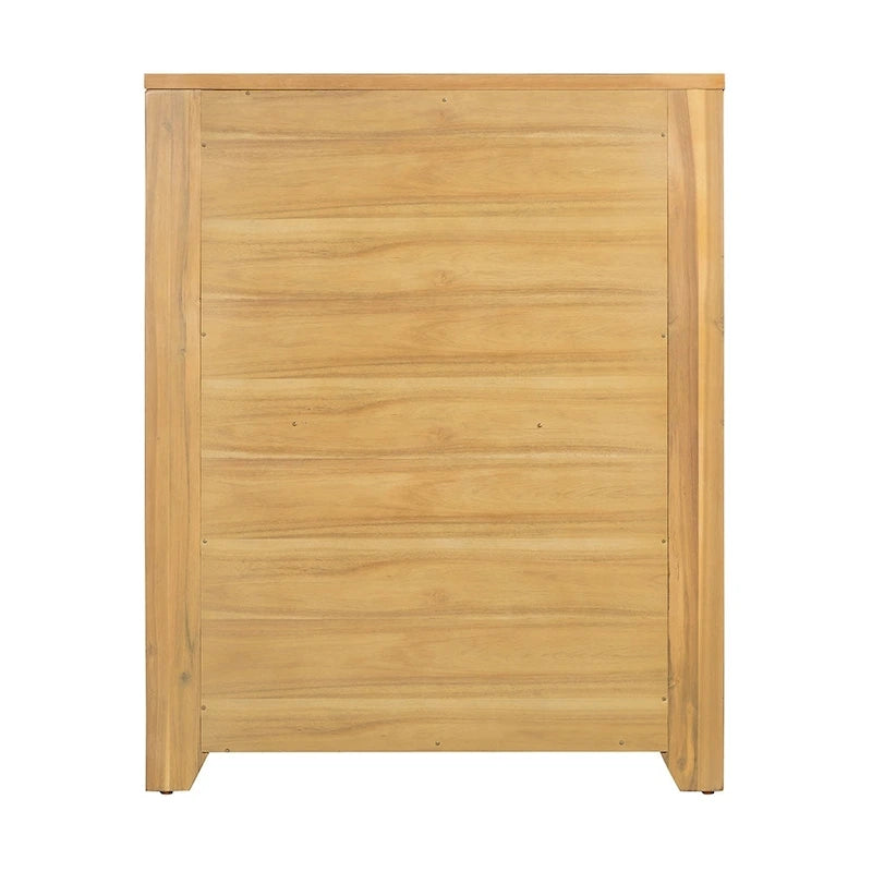 Commode verticale à 5 tiroirs en bois massif avec poignée métallique pour chambre à coucher, salon