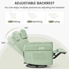 Fauteuil inclinable motorisé berçant et pivotant avec appuie-tête et accoudoirs réglables, ports de chargement USB et USB-C, fauteuil inclinable planeur pour chambre de bébé