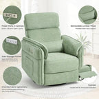 Fauteuil inclinable motorisé berçant et pivotant avec appuie-tête et accoudoirs réglables, ports de chargement USB et USB-C, fauteuil inclinable planeur pour chambre de bébé
