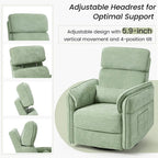Fauteuil inclinable motorisé berçant et pivotant avec appuie-tête et accoudoirs réglables, ports de chargement USB et USB-C, fauteuil inclinable planeur pour chambre de bébé