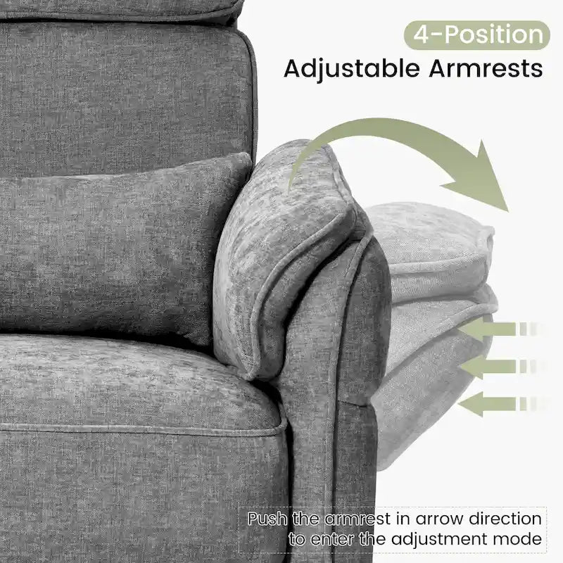 Fauteuil inclinable motorisé berçant et pivotant avec appuie-tête et accoudoirs réglables, ports de chargement USB et USB-C, fauteuil inclinable planeur pour chambre de bébé