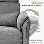 Fauteuil inclinable motorisé berçant et pivotant avec appuie-tête et accoudoirs réglables, ports de chargement USB et USB-C, fauteuil inclinable planeur pour chambre de bébé