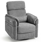 Fauteuil inclinable motorisé berçant et pivotant avec appuie-tête et accoudoirs réglables, ports de chargement USB et USB-C, fauteuil inclinable planeur pour chambre de bébé