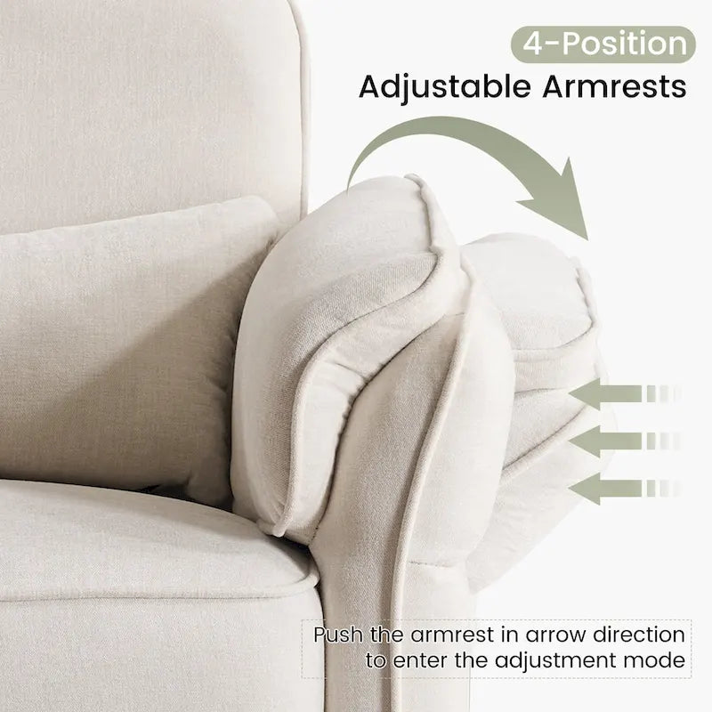 Fauteuil inclinable motorisé berçant et pivotant avec appuie-tête et accoudoirs réglables, ports de chargement USB et USB-C, fauteuil inclinable planeur pour chambre de bébé