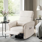 Fauteuil inclinable motorisé berçant et pivotant avec appuie-tête et accoudoirs réglables, ports de chargement USB et USB-C, fauteuil inclinable planeur pour chambre de bébé