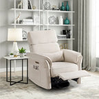Fauteuil inclinable motorisé berçant et pivotant avec appuie-tête et accoudoirs réglables, ports de chargement USB et USB-C, fauteuil inclinable planeur pour chambre de bébé