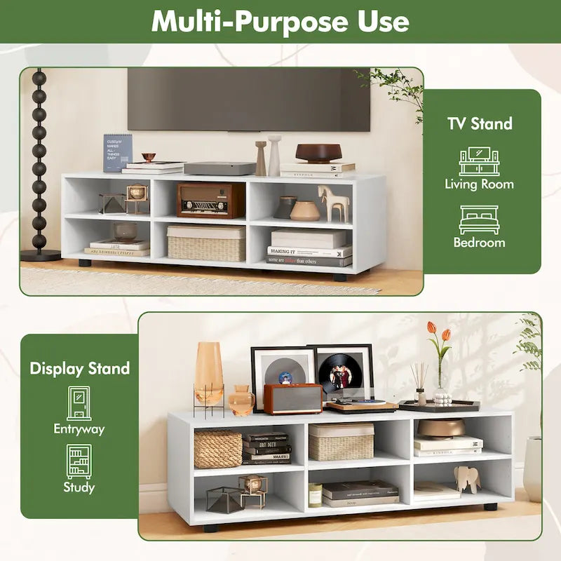 Meuble TV pour téléviseur 50 pouces, meuble TV 42" avec 3 étagères réglables