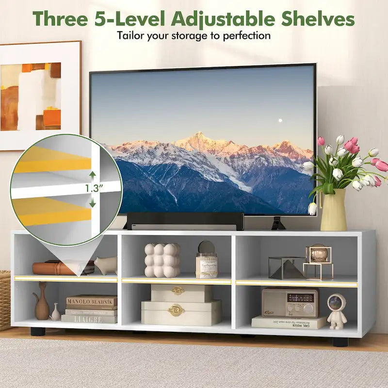 Meuble TV pour téléviseur 50 pouces, meuble TV 42" avec 3 étagères réglables