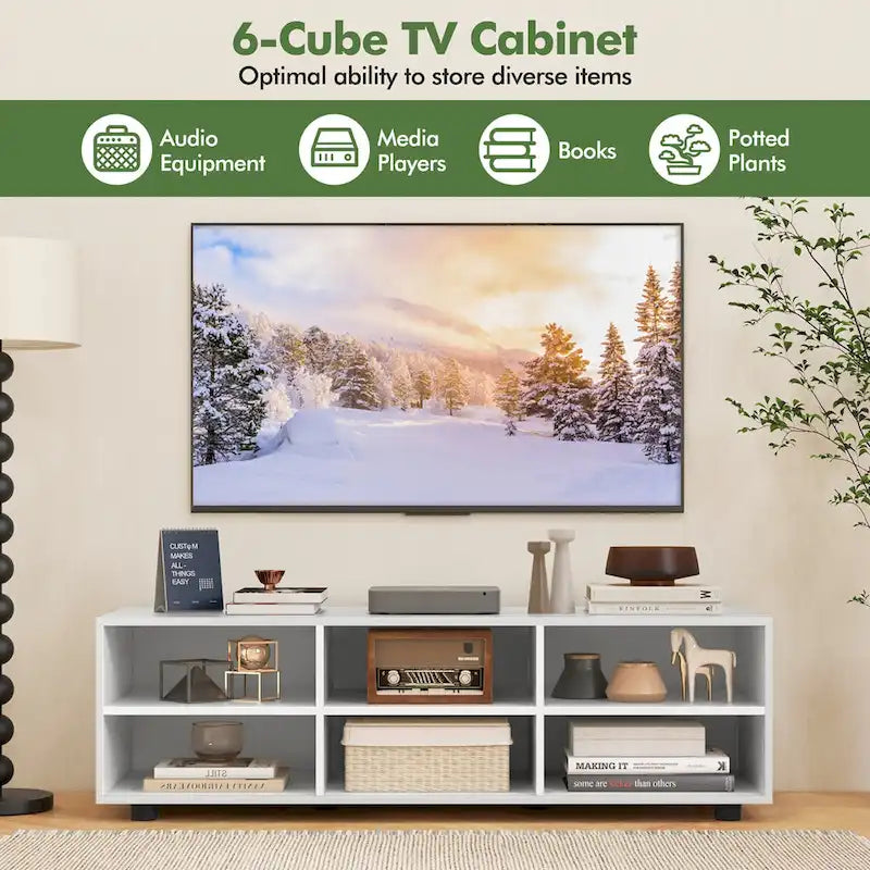 Meuble TV pour téléviseur 50 pouces, meuble TV 42" avec 3 étagères réglables