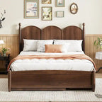 Cadre de lit Queen Size avec lit gigogne Twin XL et 2 grands tiroirs, lit plateforme en bois avec tête de lit et support à lattes