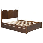 Cadre de lit Queen Size avec lit gigogne Twin XL et 2 grands tiroirs, lit plateforme en bois avec tête de lit et support à lattes