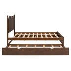 Cadre de lit Queen Size avec lit gigogne Twin XL et 2 grands tiroirs, lit plateforme en bois avec tête de lit et support à lattes